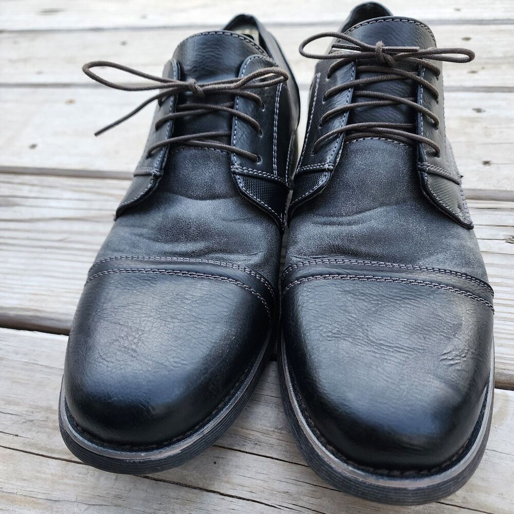 Lands End Men's 81148 Black Lace Up Oxford Cushioned Insole Dress Suede Shoe 10D